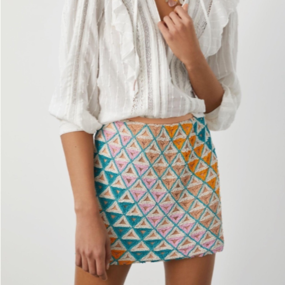 Anthropologie Walter Baker Hand-Beaded Mini Skirt